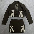 Crystal Bow Cutout Blazer Set H5946