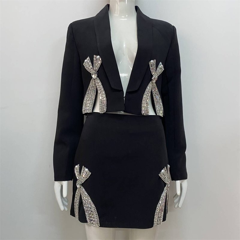 Crystal Bow Cutout Blazer Set H5946