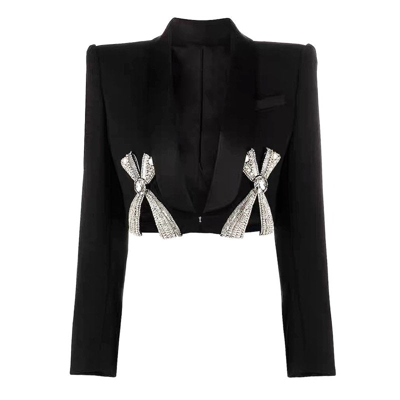 Crystal Bow Cutout Blazer Set H5946
