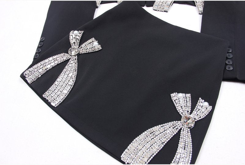 Crystal Bow Cutout Blazer Set H5946