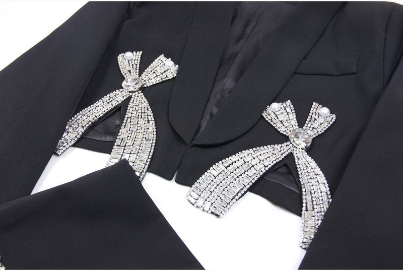 Crystal Bow Cutout Blazer Set H5946