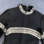 Crystal Embellished Black Mini Dress H5953