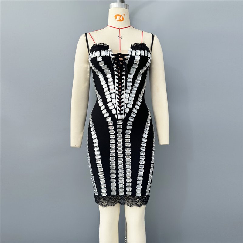Crystal Embellished Corset Mini Dress H6751