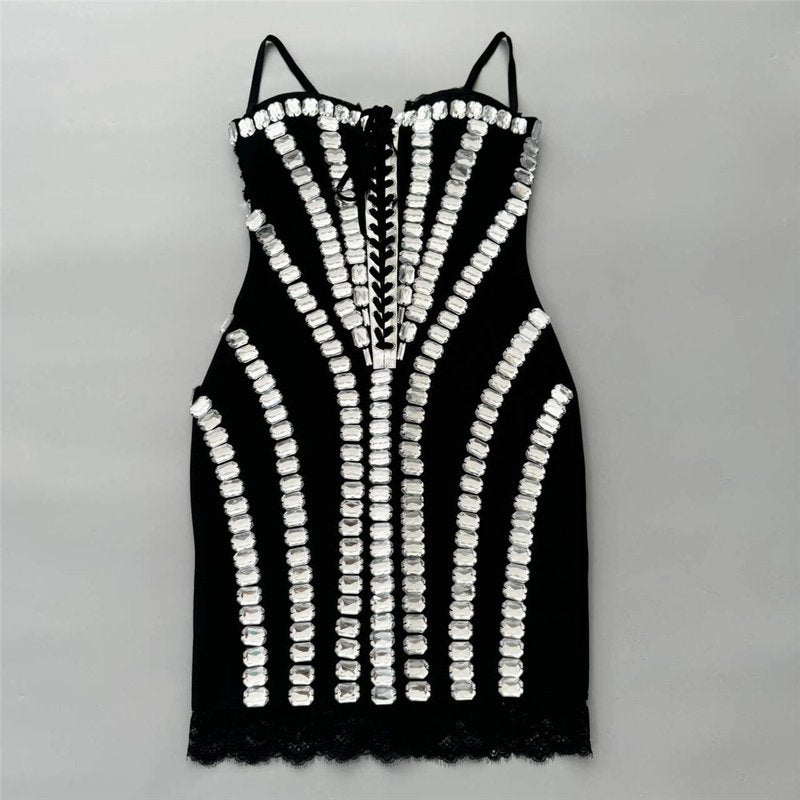 Crystal Embellished Corset Mini Dress H6751