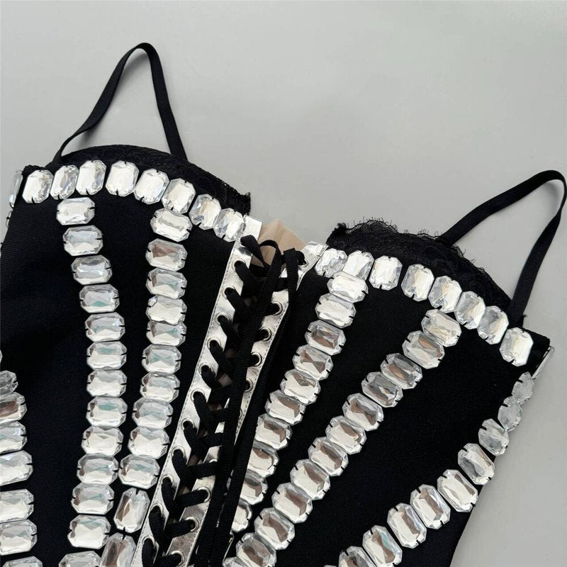 Crystal Embellished Corset Mini Dress H6751