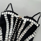Crystal Embellished Corset Mini Dress H6751