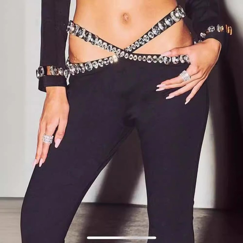 Crystal Embellished Cut-Out Bodysuit H6234