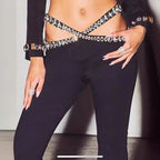 Crystal Embellished Cut-Out Bodysuit H6234