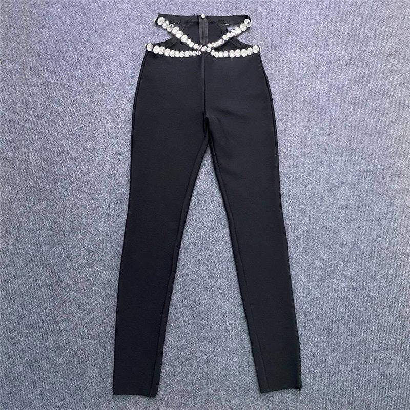 Crystal Embellished Cut-Out Bodysuit H6234