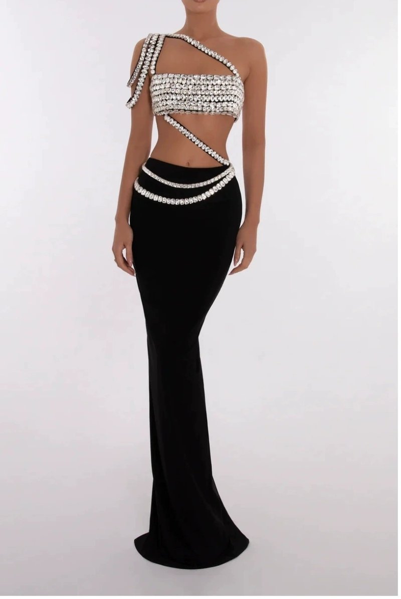 Crystal Embellished Cutout Mermaid Gown H6235
