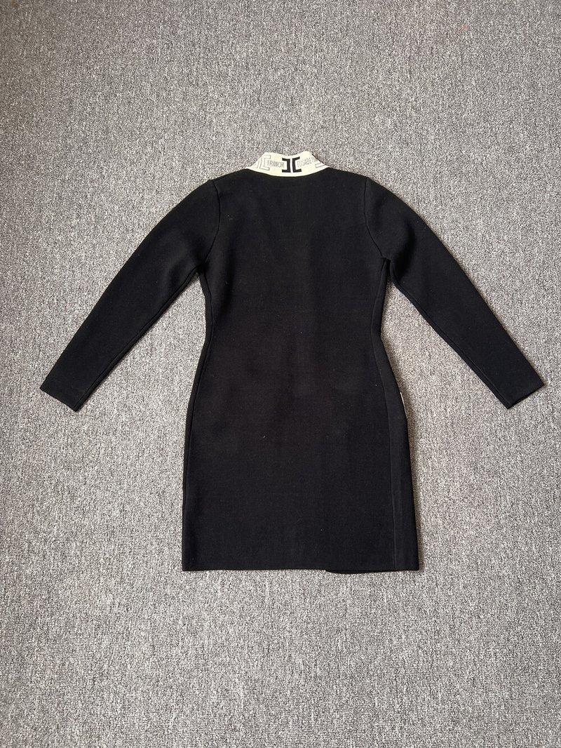 Cutout Black Bodycon Dress with Cape H5438