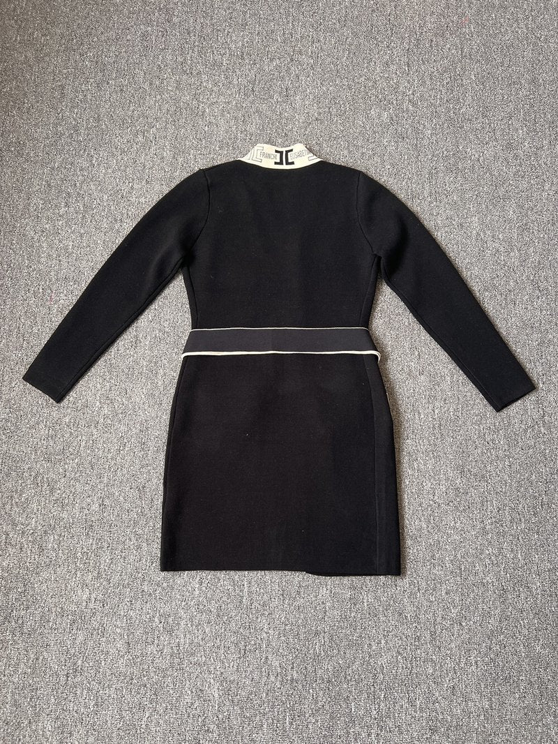 Cutout Black Bodycon Dress with Cape H5438