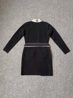 Cutout Black Bodycon Dress with Cape H5438