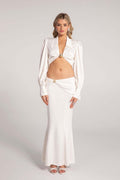 Cutout Blouse & Draped Skirt Set H6548