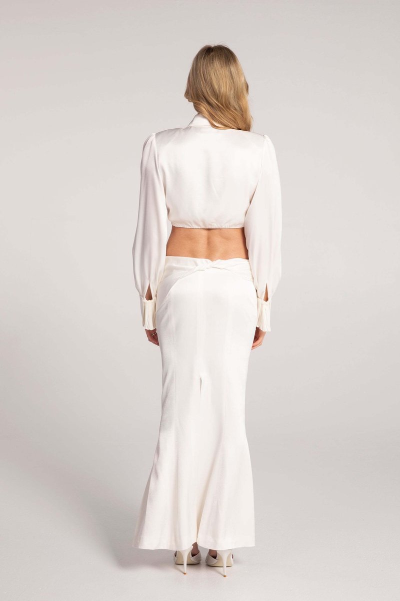 Cutout Blouse & Draped Skirt Set H6548