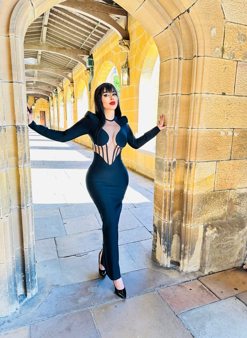 Cutout Bodysuit Long Sleeve Dress H5480