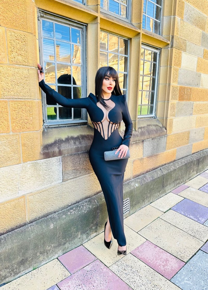 Cutout Bodysuit Long Sleeve Dress H5480