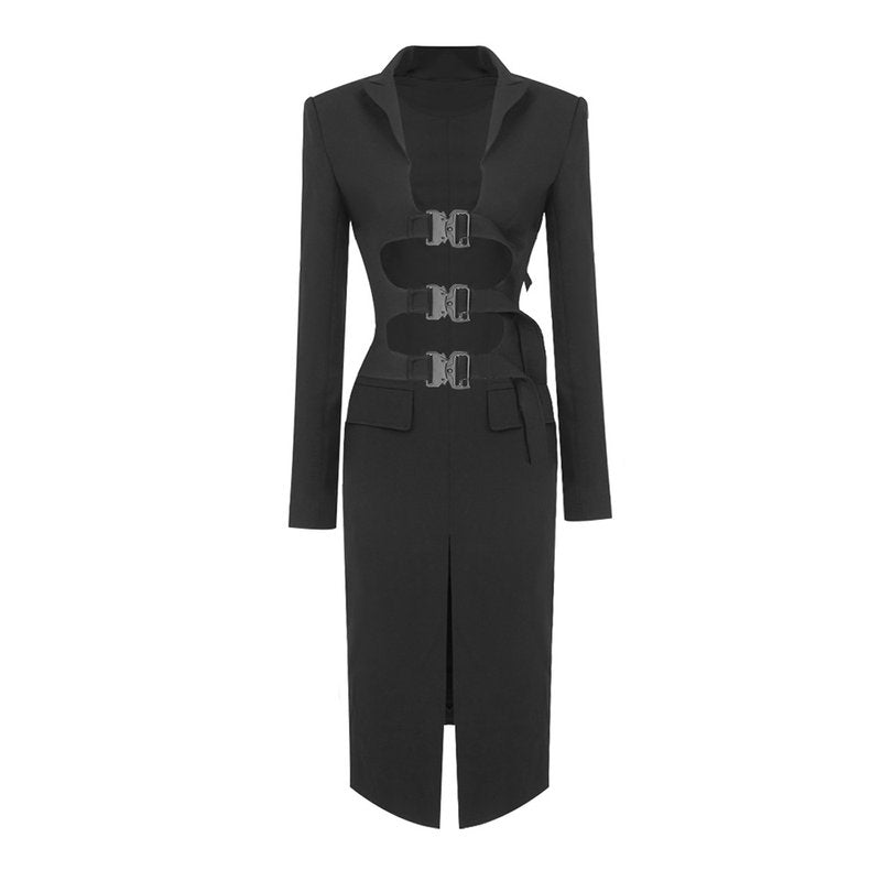 Cutout Buckle Blazer Dress H6069