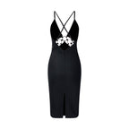 Cutout Chain Detail Black Bodycon Dress H6687