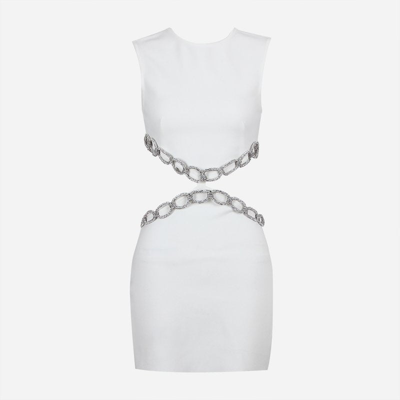 Cutout Chain Detail Mini Dress H5944