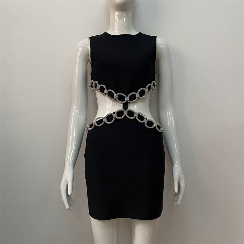Cutout Chain Detail Mini Dress H5944