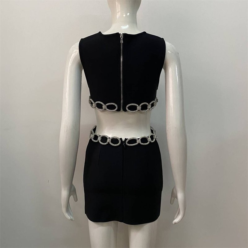 Cutout Chain Detail Mini Dress H5944