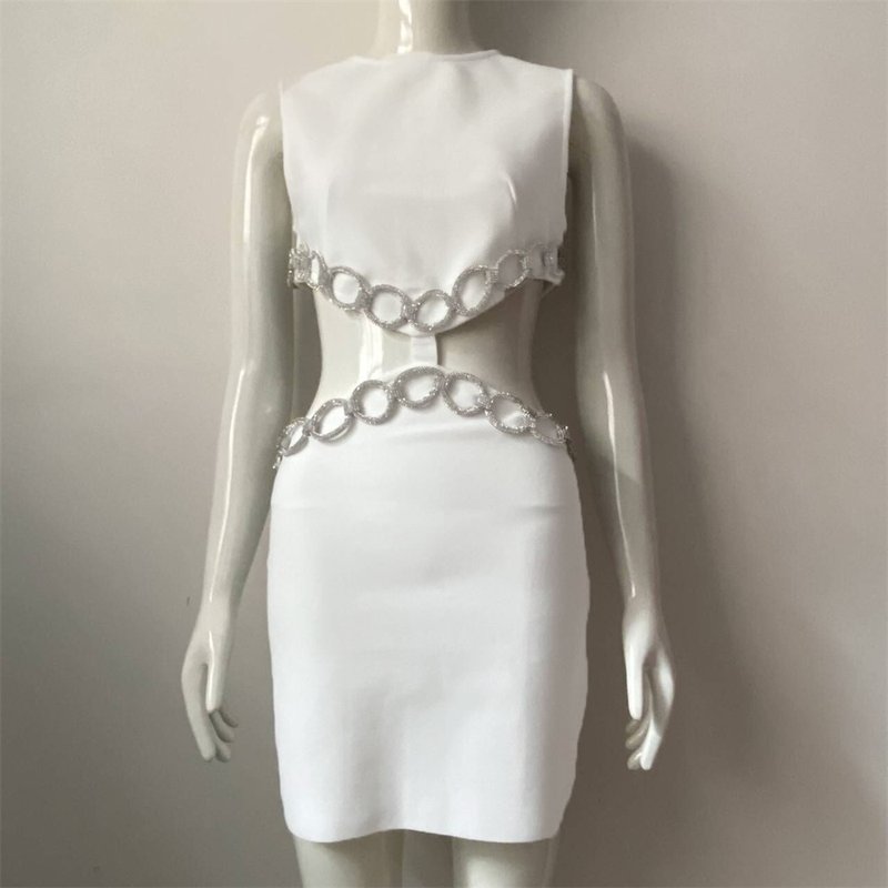 Cutout Chain Detail Mini Dress H5944