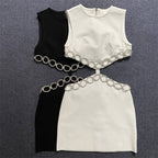 Cutout Chain Detail Mini Dress H5944