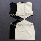 Cutout Chain Detail Mini Dress H5944
