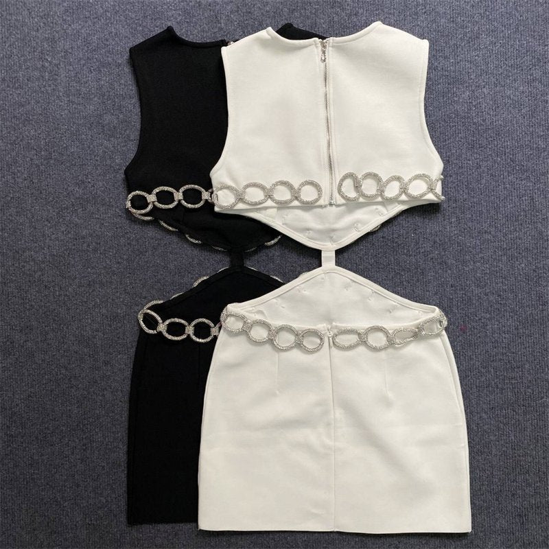 Cutout Chain Detail Mini Dress H5944