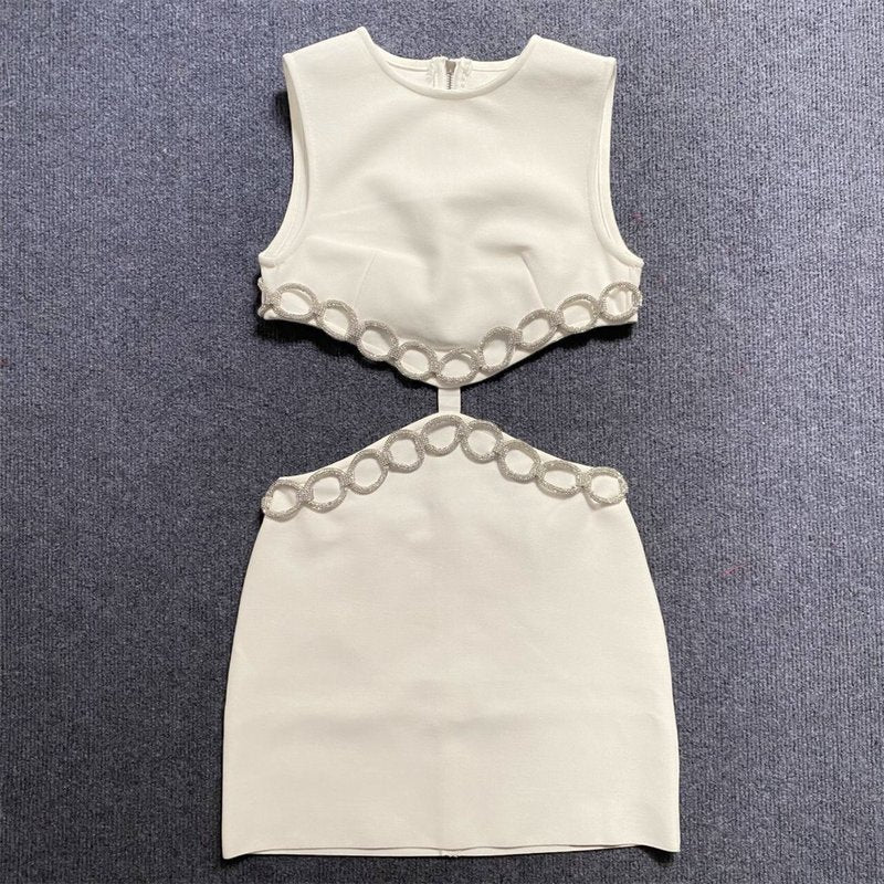 Cutout Chain Detail Mini Dress H5944