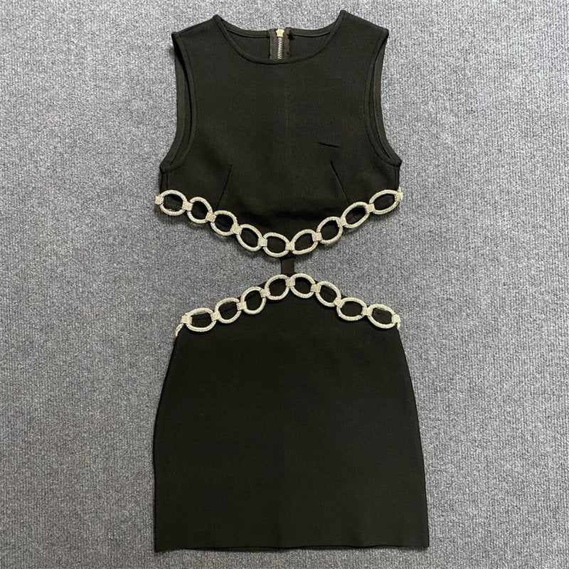 Cutout Chain Detail Mini Dress H5944