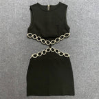 Cutout Chain Detail Mini Dress H5944