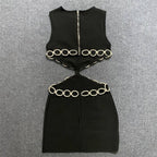 Cutout Chain Detail Mini Dress H5944