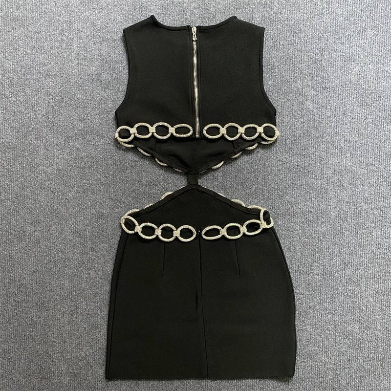 Cutout Chain Detail Mini Dress H5944
