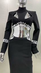 Cutout Crop Top & High Waisted Skirt Set H6236