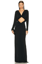 Cutout Draped Long Sleeve Gown H6072