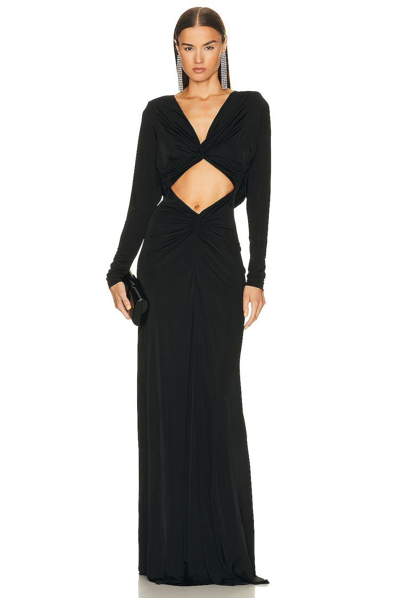 Cutout Draped Long Sleeve Gown H6072
