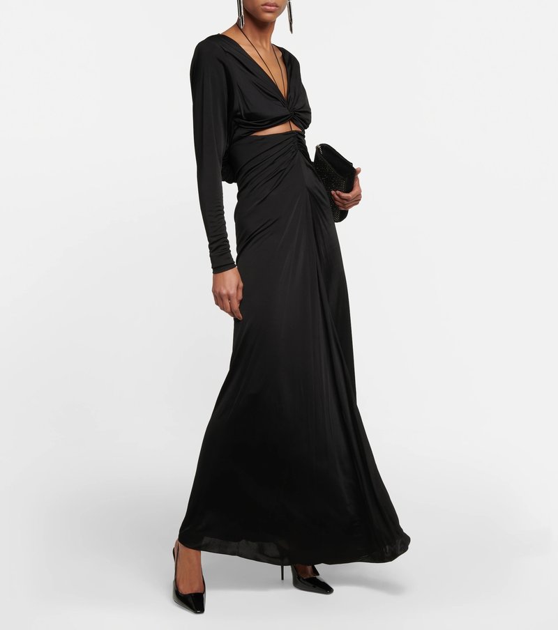 Cutout Draped Long Sleeve Gown H6072