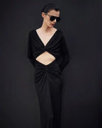 Cutout Draped Long Sleeve Gown H6072