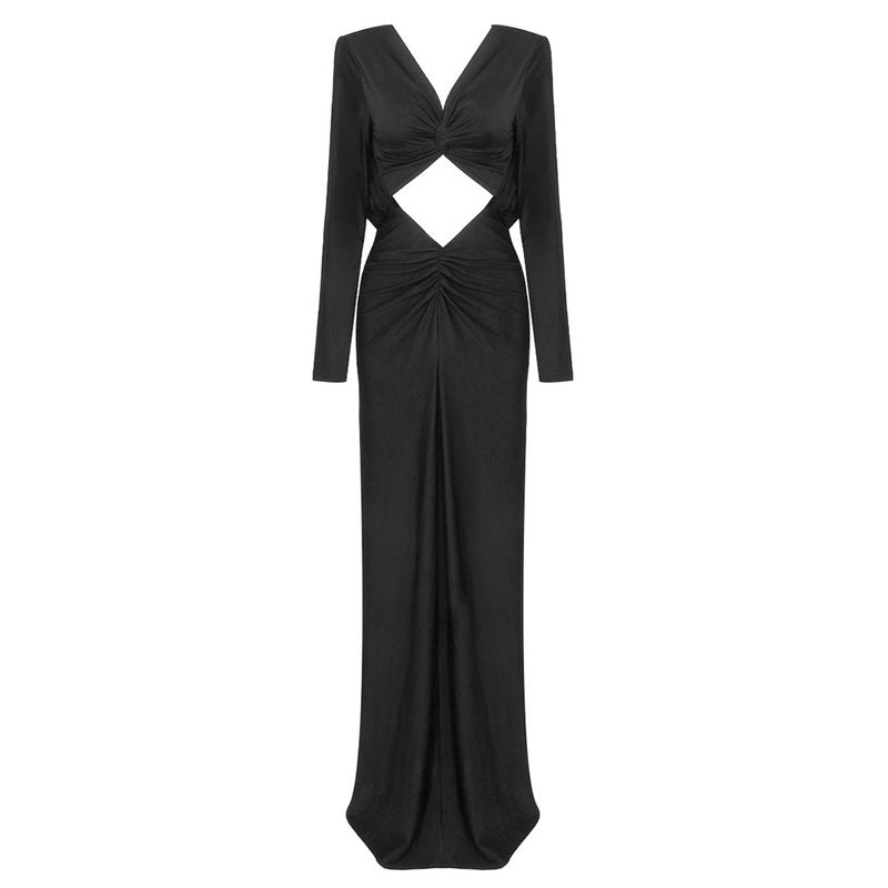 Cutout Draped Long Sleeve Gown H6072
