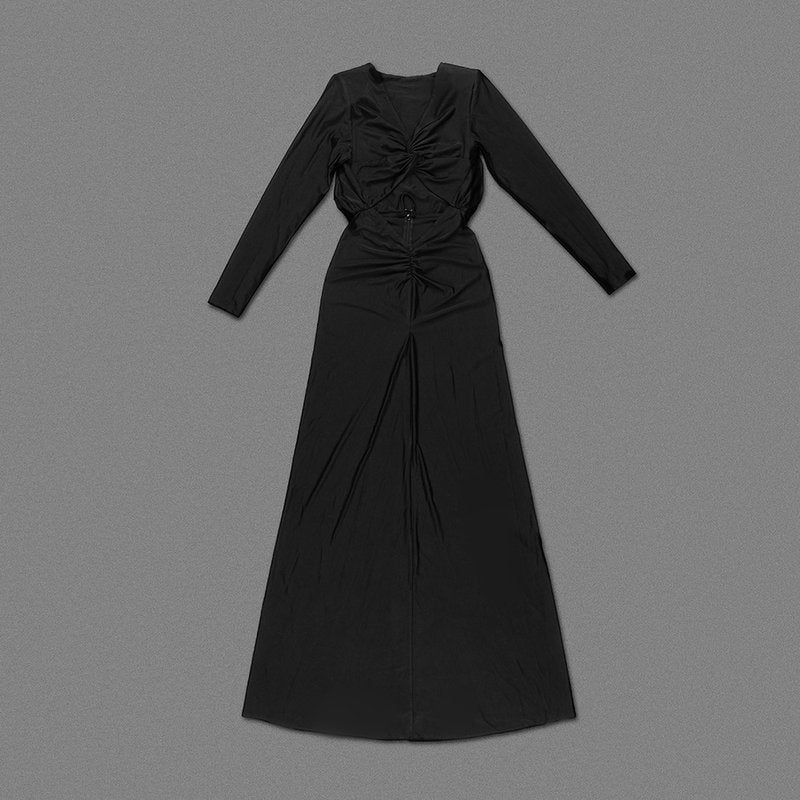 Cutout Draped Long Sleeve Gown H6072
