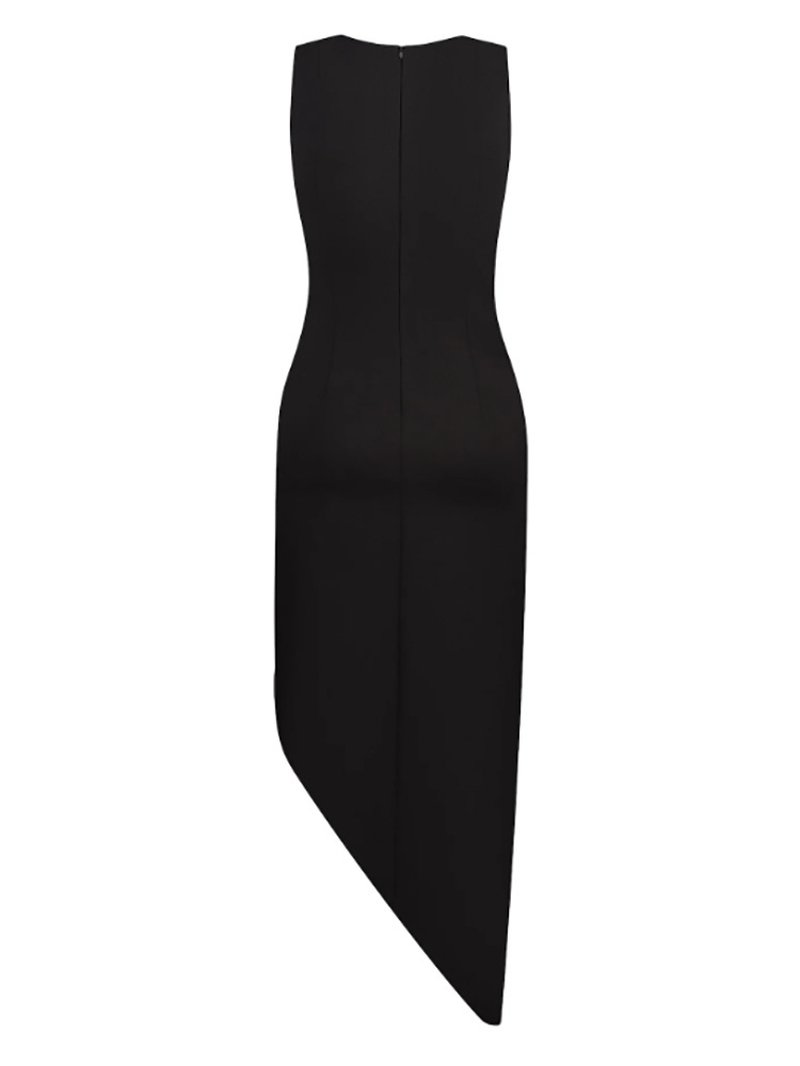 Cutout Embellished Black Maxi Dress H6848
