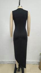 Cutout Embellished Black Maxi Dress H6848