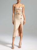 Cutout Embellished Midi Dress H6474