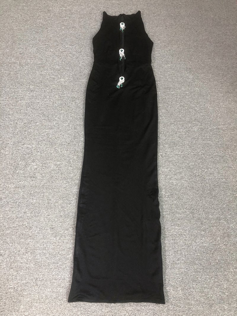 Cutout Gem Embellished Halter Gown H6666