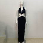 Cutout Halter Neck Bandage Dress H5455