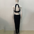 Cutout Halter Neck Bandage Dress H5455