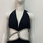 Cutout Halter Neck Bandage Dress H5455