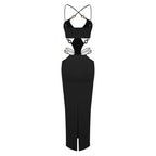 Cutout Halter Red Midi Dress H5972
